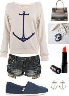 
                        
                            Cute Outfit Ideas of the Week – Edition #7 Idea for making a plain sweatshirt into cute one with anchor.
                        
                    