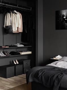 black bedroom and closet. Amazing!