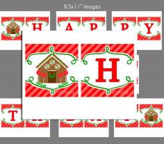 Gingerbread Birthday Bunting Banner Printable by ThatPartyChick