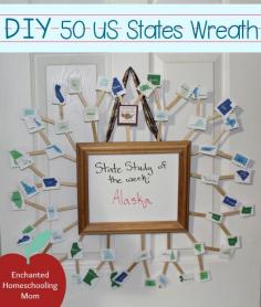 DIY 50 US States Wreath -- Reinforce your teaching of the 50 US States with this fun DIY 50 States Wreath craft.