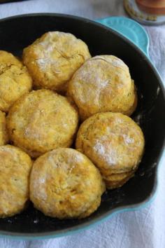 Fluffy buttermilk biscuits loaded with pumpkin and sage make for the perfect fall carb. @Stephie Cooks