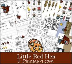 Free Little Red Hen Pack for ages 2 to 8 over 65 pages - 3Dinosaurs.com