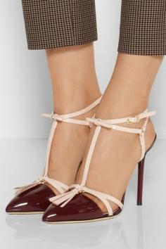 oxblood pointy toe shoes with tassel t-straps