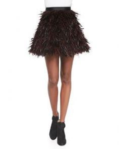 T8PF5 Alice + Olivia Cina Flared Feather Miniskirt