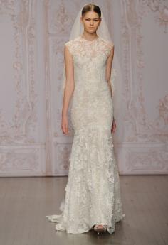 Lace Fit-and-Flare Wedding Dress | Monique Lhuillier Fall 2015 | blog.theknot.com