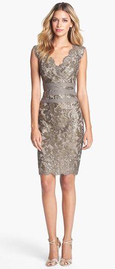 
                        
                            Embellished Metallic Lace Sheath Dress
                        
                    