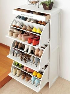 ikea shoe drawers, Hemnes collection. holds 27 pairs. how did i not know this existed? @ DIY Home