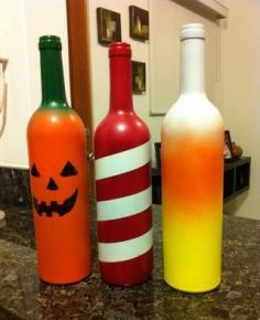 
                        
                            Halloween and Christmas wine bottle decorations
                        
                    