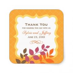 
                        
                            Monogram Thank You Wedding Favor Sticker Autumn Fall Leaves
                        
                    