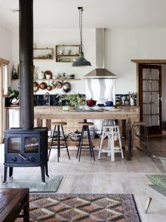 Love that woodburner stove!! perfect space!!