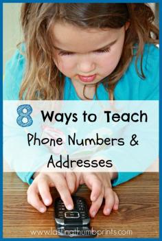 8 Ways to Teach Children Their Address and Phone Number - lots of fun activities to help your child learn this important information!