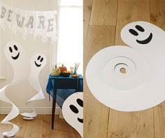 
                        
                            Spinning Spirits: Hung from the ceiling, these friendly paper ghosts will swirl, sway, and spook all night long.
                        
                    