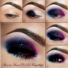 gorgeous purple blue black galaxy inspired eyeshadow.