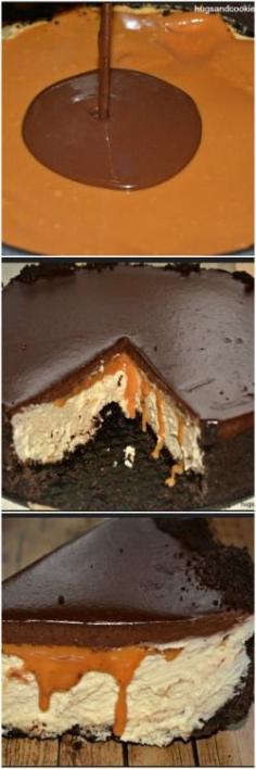 Caramel Cheesecake with Ganche and Oreo Crust
