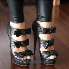 NEW~ Sexy Black Bowties Stiletto Heel Platform Shoes ... Free shipping over $69 Get them here -----> www.shareasale.co... SHOP NOW!!!
