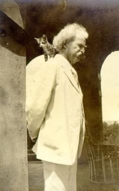 Samuel Clemens---Mark Twain with kitten