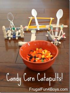 Candy Corn Catapults #fall #kidsactivities #science #math #homeschool