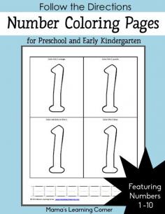 Number Coloring Pages - Follow the coloring directions on each number 1 through 10