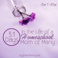 Follow me for 31 days as I share my life as a homeschooling mom of many. I have 7 children, 2 of whom are adopted internationally, ranging in age from 12 to 4 years old. #joyfulmothering #write31days #biblicalmotherhood