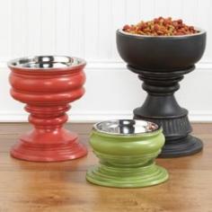 
                    
                        Elevated Pet Bowls - use chunky candle holders and spray paint to DIY
                    
                