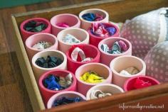 Paint PVC pipe to separate your underwear. | 33 Clever Ways To Organize All The Small Things
