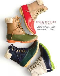 
                    
                        J. Crew Snow Boots. Just so I can wear them in the Winter and wish I had snow....
                    
                