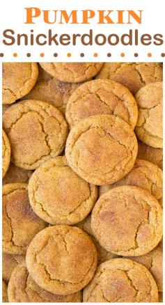 
                    
                        Pumpkin Snickerdoodles - soft, chewy and completely delicious!! #cookies #pumpkincookies #snickerdoodles
                    
                