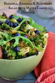 Broccoli, Arugula and Blueberry Salad with Meyer Lemon Dressing #glutenfree