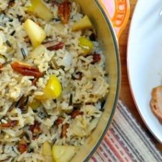 
                    
                        Harvest Rice with Apples and Pecans- Reminiscent of fall, this rice has a mixture of brown and wild rice, tossed with tart apples and buttery toasted pecans. Perfect as a "make-ahead" since it is great served at room temperature.
                    
                