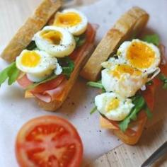 
                    
                        Ham sandwich with rocket and eggs
                    
                