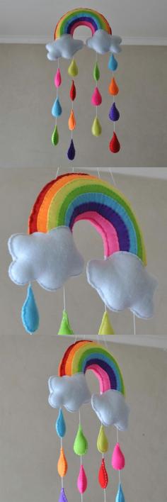 
                    
                        Somewhere over the rainbow mobile [Rainbow with raindrops - Baby mobile] by RazzleDazzle4U on Etsy
                    
                