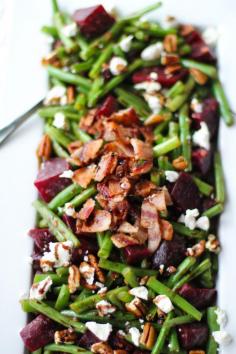 
                    
                        Balsamic Green Beans & Beets with pecans, goat cheese and bacon
                    
                