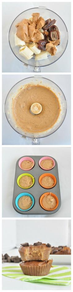 
                        
                            Flourless Peanut Butter Muffins. Just three ingredients! Healthy and tasty. You can't beat that.
                        
                    