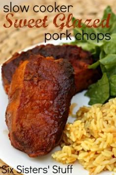 
                        
                            Slow Cooker Sweet Glazed Pork Chops from SixSistersStuff.com. Only 3 ingredients! #crockpot #dinner
                        
                    