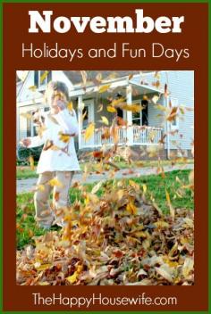 
                        
                            November Holidays and Fun Days | The Happy Housewife
                        
                    