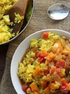 
                    
                        This curried chickpea stew is full of great flavor from all of the warm Indian spices it’s infused with!
                    
                