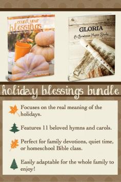 
                        
                            Holiday Blessings Bundle is the perfect way to keep Jesus at the center of your celebration. Your family will love sharing the stories behind beloved hymns, digging deep into scripture, and making sweet memories together.
                        
                    