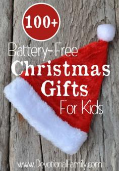 
                    
                        100+ Battery-Free Christmas Gifts For Kids. This list includes many great educational toys, games, faith based books, and gifts to encourage children's creativity and artistic abilities. www.DevotionalFam...
                    
                