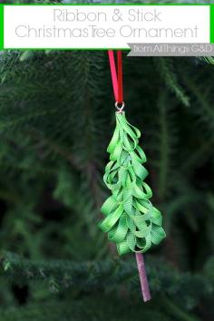 
                    
                        DIY ornament made using a tree stick and ribbon! Such a sweet and easy handmade Christmas Ornament!  by All Things G&D #allthingsgd
                    
                