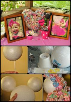 Minnie Mouse Birthday Party Idea | Minnie Mouse Dum Dum Tree | Centerpiece Idea kids table at the wedding!