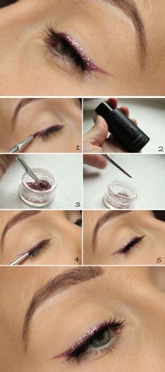 Layer a thin line of glitter over your eyeliner. | 23 Ways To Up Your Makeup Game For New Year's Eve