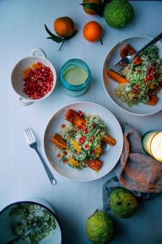 
                    
                        Salty maple squash w/ ginger scallion rice + turmeric brussels slaw via @Laura | The First Mess. Those colors!
                    
                