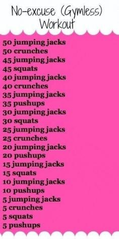 
                    
                        A nice, small, but challenging little workout for those times when you have extra energy and want to work some muscles
                    
                