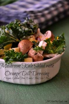 Mushroom Kale Salad with Orange Dill Dressing {Gluten-Free, Dairy-Free, Vegan} #glutenfree