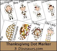 
                    
                        Thanksgiving Pack Extra: Dot Markers - 21 pages of Dot Marker Fun - 3Dinosaurs.com
                    
                
