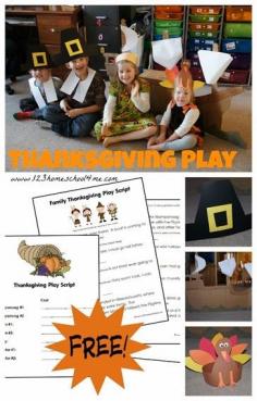 FREE printable Thanksgiving play for families - kids will love learning about the first Thanksgiving and performing for family (and Grandma) with this easy to use play. Has simple lines for younger children and can be adapted to use with various sizes of groups.