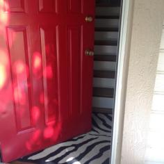 Painted Red Door | Modern Masters Front Door Paint in color Ambitious | Project by The Striped House