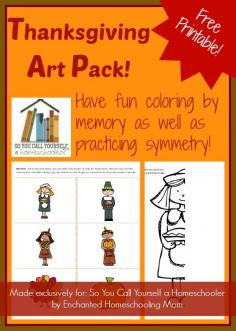 
                    
                        Free Printable Thanksgiving Art Pack :: Download this free printable Thanksgiving art pack to help your young artists practice their colors and to test their memories. :: So You Call Yourself a Homeschooler?
                    
                