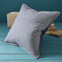 hickory stripe and denim 16" pillow