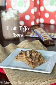 Heath Toffee Bars | @dinnersdishesdessert